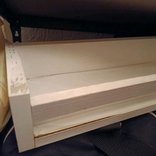 Montessori white shelf used, wooden, fits many storybooks