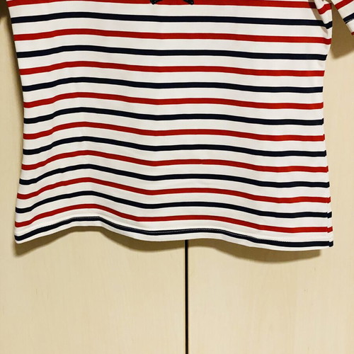 M&S striped lycra blouse new, white with blue and red stripes