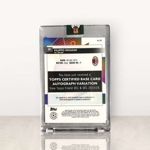 Filippo Inzaghi Autograph Topps Finest AC Milan card, like new, limited 25