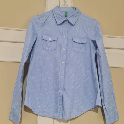 Benetton women's shirt like new, cotton, blue, size XS
