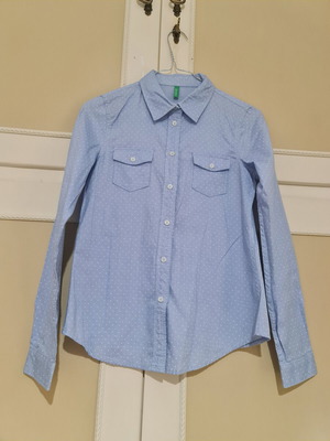 Benetton women's shirt like new, cotton, blue, size XS