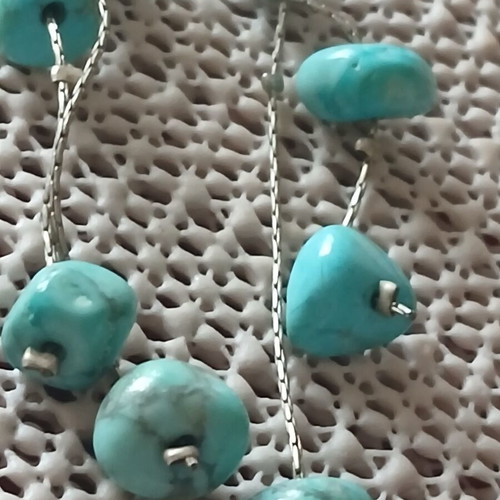 Sterling silver 925 earrings with turquoise, 6cm, like new