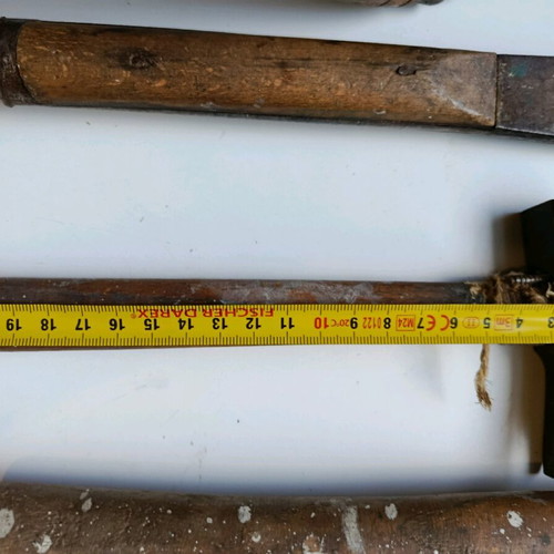 Set of old handmade tools used with wooden handles