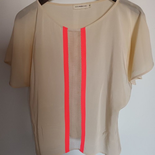 Oneonone silk blouse used, size Medium, pink