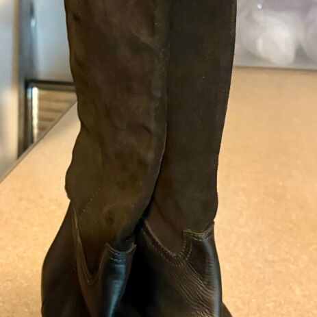 Spanish leather and suede boots like new, size 37.5-38, black