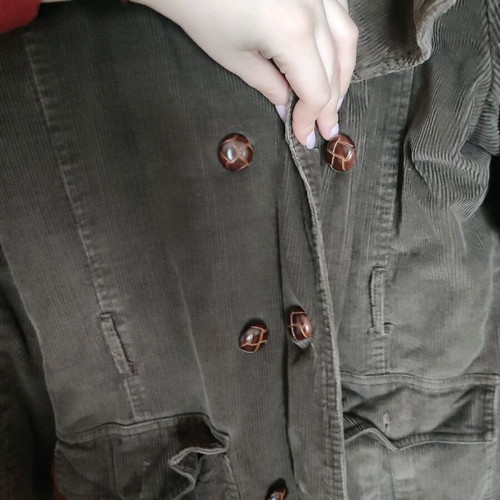 Women's brown corduroy coat used, size L