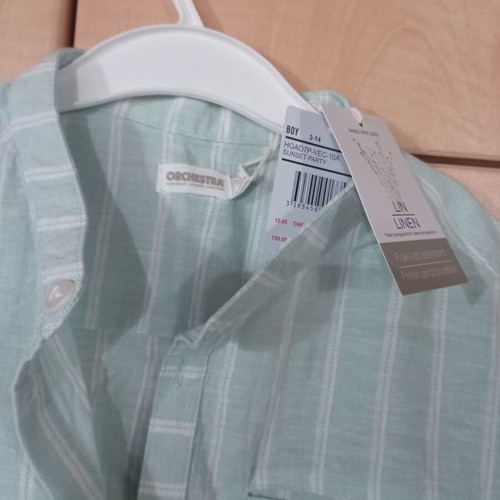 Orchestra Boys' Short-Sleeve Shirt Size 10 Mint Striped New