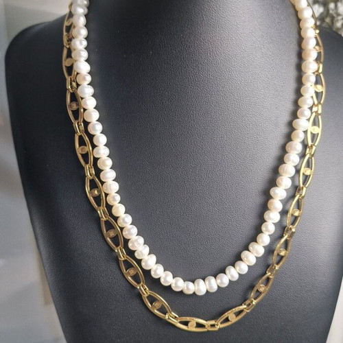 Stainless steel necklace with evil eye new, gold color