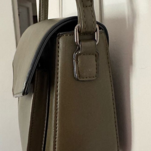 Small khaki crossbody bag like new with dark gray details
