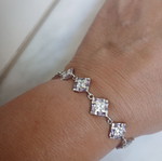 925 silver bracelet with zirconia and steel chain extension up to 19 cm