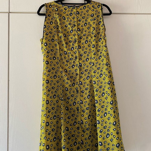 Zara sleeveless dress new, airy yellow with blue patterns, size L