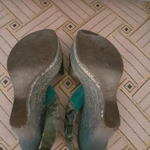 Platform shoes used, summer high with gemstones, size 36, turquoise