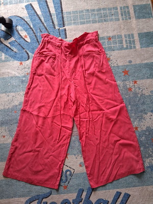 Women's wide-leg pants used, size S-M, coral lyocell fabric