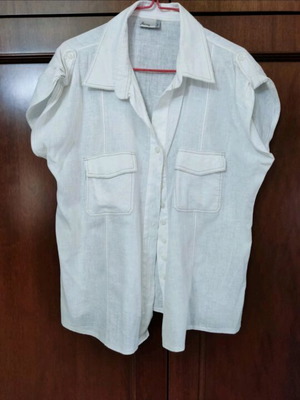 Jenny Fashion short-sleeve shirt with front pockets used, white, size M