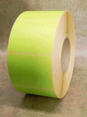 Adhesive labels new, 2500 roll, bright green color
