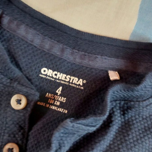 Orchestra kids' blue t-shirt like new, size 104 cm