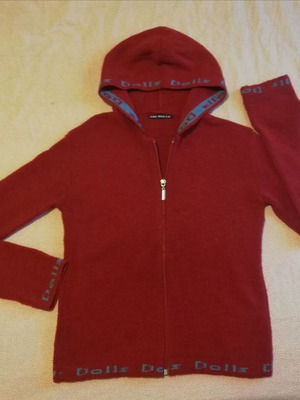 Red jacket with hood like new, size M
