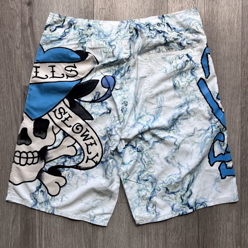 Ed Hardy by Christian Audigier men's board shorts Love Kills Slowly Skull new, size 34