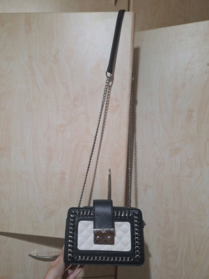 Evening bag crossbody used black and white with chain