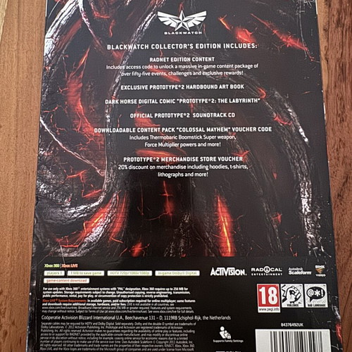 Prototype 2 Xbox 360 Blackwatch Collectors Edition new