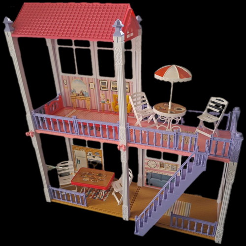 Dollhouse with furniture and doll like new