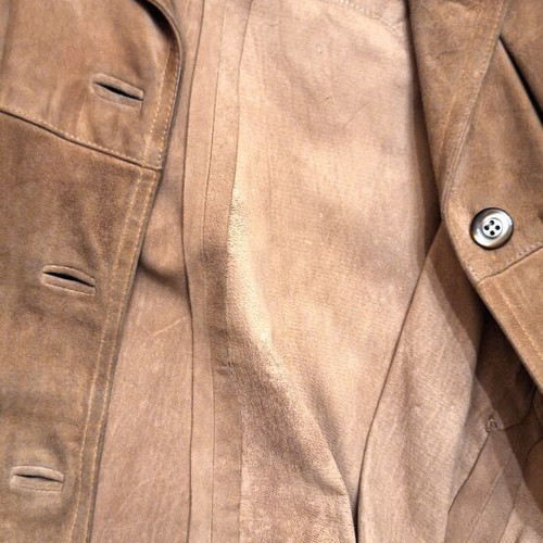 Vintage Castor Leather Jacket with Knit Collar Size S/M used, beige light brown