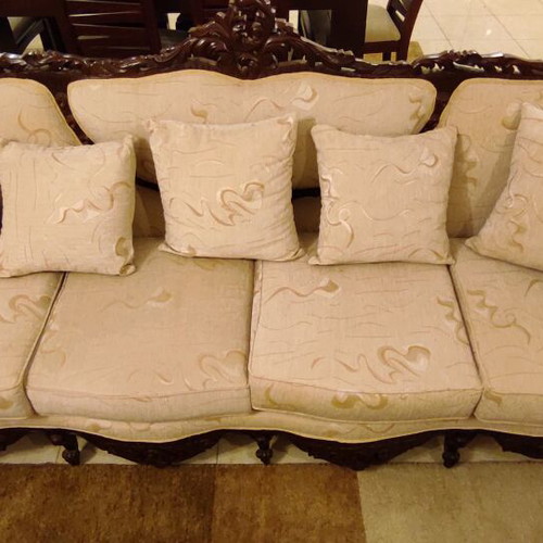 Classic walnut solid wood living room set like new with marble tables