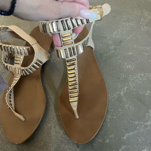 Zara women's sandals used, size 39, gold with double straps