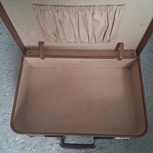 Leather suitcase 1930-40 used, brown, 50x33x14 cm