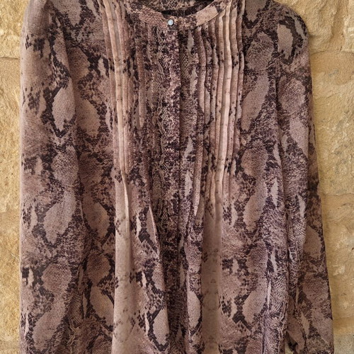 Mango Pleated Snakeskin Print Blouse like new, lightweight chiffon