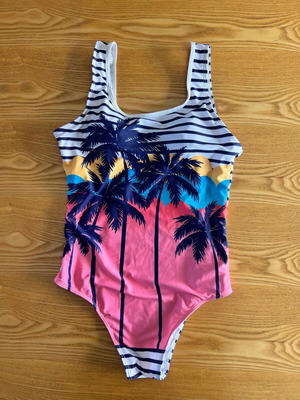 One-piece swimsuit size L with exotic palm print like new
