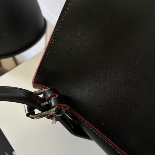 FRNC leather backpack used, black, handmade in Greece with chain wallet