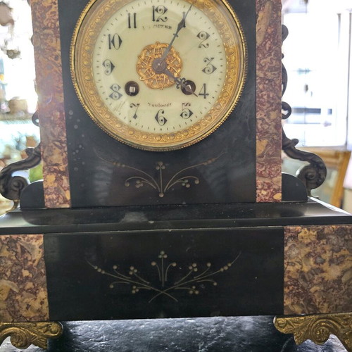 Antique French L. Fetvet Toulouse mantel clock set used