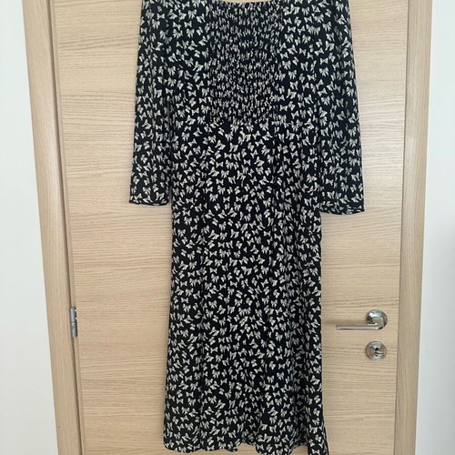 Diane von Furstenberg Joanna φόρεμα μαύρο και μπεζ με σχέδιο φιόγκων σαν καινούργιο