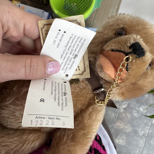 Vintage Hermann Teddy Bear used with mohair jointed body and chain