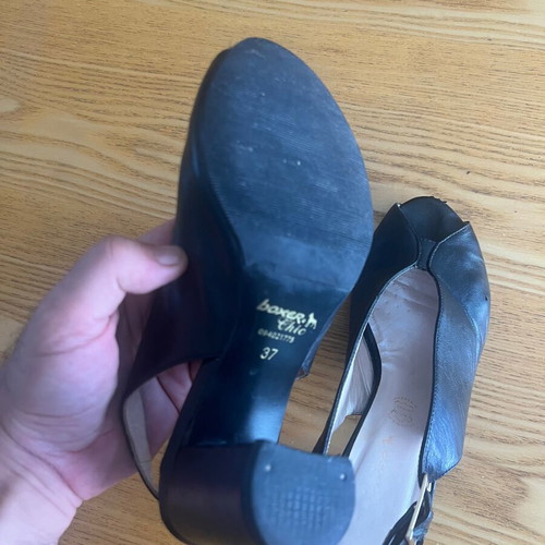 Boxer Chic black peep-toe slingback shoes size 37 used