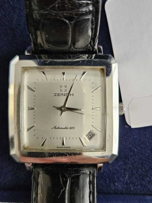 Zenith Elite 670 Square 33 used men's watch with leather strap