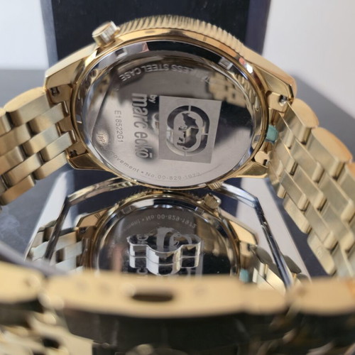 Marc Ecko gold-tone wristwatch with crystal bezel