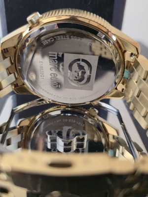 Marc Ecko gold-tone wristwatch with crystal bezel