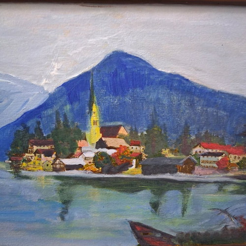 Oil painting "Landscape" signed by Romanian artist, like new, 40×22cm