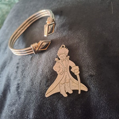 Pendant and bracelet used with stainless steel cuff and Little Prince charm