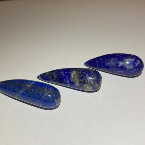 Lapis Lazuli polished natural drop-shaped set of 3