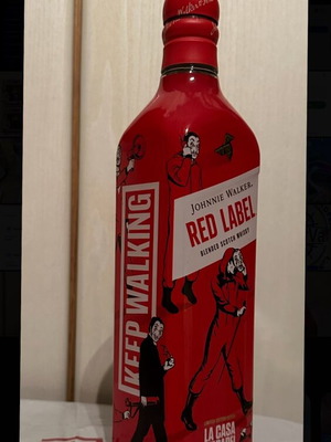Johnnie Walker Red Label La Casa De Papel collectible empty bottle used