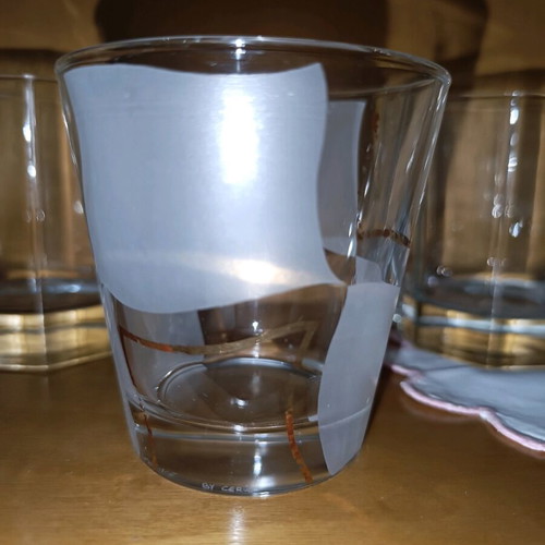 Low water glasses used, set of 5 by Cerve Italy