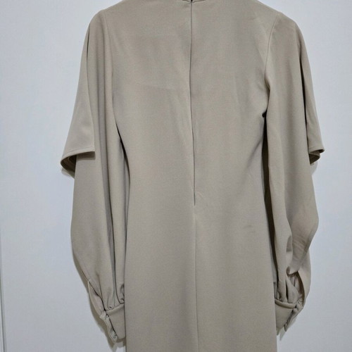 Raccar dress new, mini beige crepe with unique sleeve