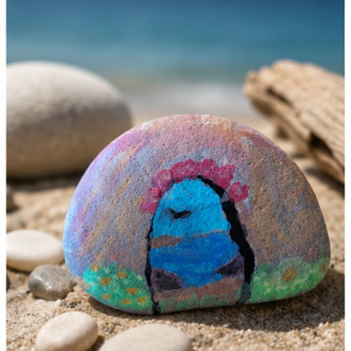 Handmade painted stone decorative souvenir
