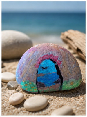 Handmade painted stone decorative souvenir