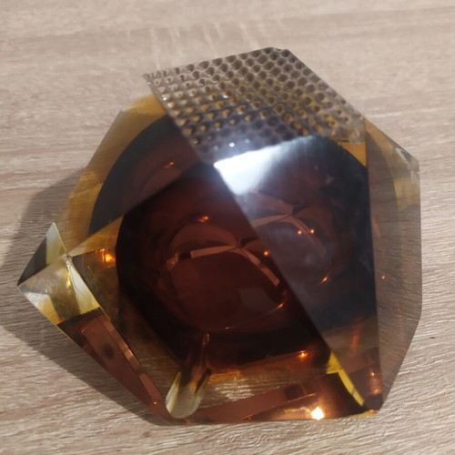 Murano ashtray 1970s brown yellow colors