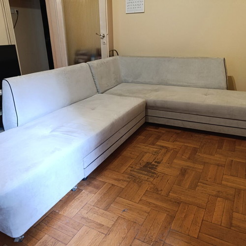 Corner sofa set of 2 pieces like new, beige fabric