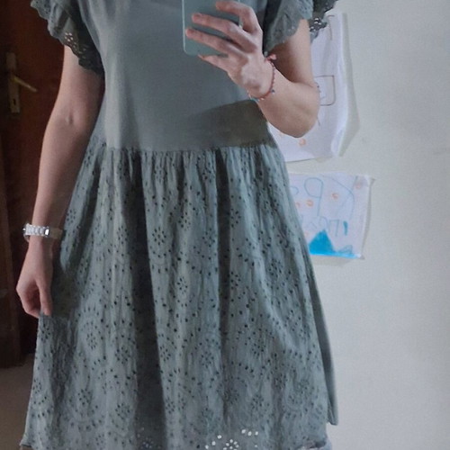 Cotton dress like new, one size, green
